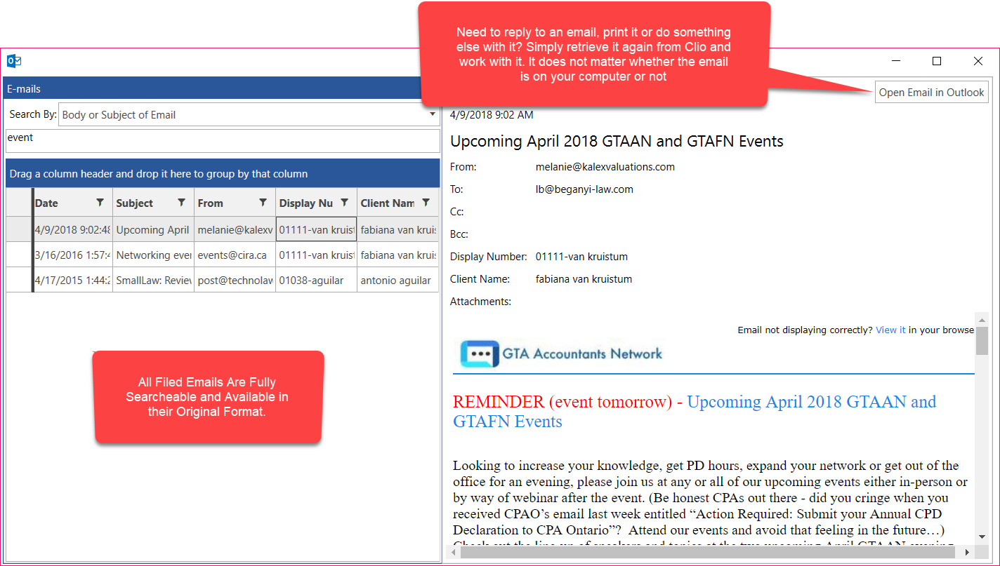 message archive feature